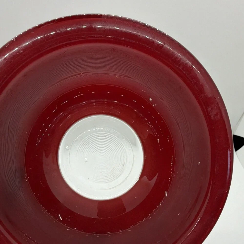 Pyrex 322 Red Solid Glass Clear Bottom  Stacking Mixing Bowls 1.5 and 1 L